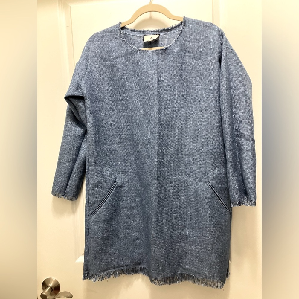 Tuckernuck linen dress with fringe hem